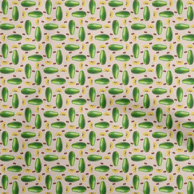 oneOone Coton Cambric Jaune Tissu Fruits Papaye Tissu pour Robe Tissu Imprimé Tissu au Mètre 42 Pouces de Large
