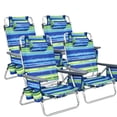 thumbnail image 1 of Costway 4-Pack Folding Backpack Beach Chair 5-Position Outdoor Reclining Chairs with Pillow Blue, 1 of 10