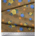 thumbnail image 2 of Soimoi Brown Poly Georgette Fabric Circle,Leaves & Floral Hand Drawn Print Fabric by the Yard 52 Inch Wide, 2 of 2