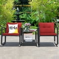 thumbnail image 1 of Costway 3PCS Patio Rattan Furniture Set Rocking Chairs Cushioned Sofa Burgundy, 1 of 9