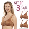 thumbnail image 1 of Carole Martin Soutien-gorge de Confort à Liberté Complète Sans Armatures à Fermeture avant Style 7218 Ensemble de 3 - Café 44, 1 of 4