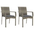 thumbnail image 2 of vidaXL 3 Piece Garden Dining Set with Cushions Black and Grey Poly Rattan, 2 of 5