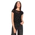 thumbnail image 1 of No Boundaries Women's Flocked Mesh Top, 1 of 6