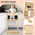 thumbnail image 4 of Wooden Kids Kitchen Step Stool with Blackboard & Safety Rails | Adjustable Montessori Learning Helper for Toddlers | Perfect for Bathroom & Kitchen Use, Natural, 4 of 8