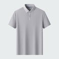 thumbnail image 2 of Txeol Offre à Durée Limitée Polo à Manches Courtes pour Homme Couleur Unie Col à Revers T-Shirt Décontracté Bouton Col Rond Chandail à Enfiler Hauts, Gris, m, 2 of 4