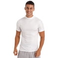 thumbnail image 3 of Mufeng Mens Basic Short Sleeve Shirts Slim Fit Casual Tee Tops Multi-Packs Undershirt Workout Crew Tee White M, 3 of 7