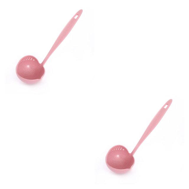 Maytalsory 2 in 1 Long Handle Soup Spoon Home Strainer Cooking Colander Kitchen Scoop Plastic ladle Tableware Kitchen Gadgets Free Shipping pink 1pcs 2Set