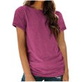 thumbnail image 1 of AherBiu Womens Tops Basic Solid Color Casual Crewneck Short Sleeve Loose Fitting Comfy Tops Tees Shirts, 1 of 4