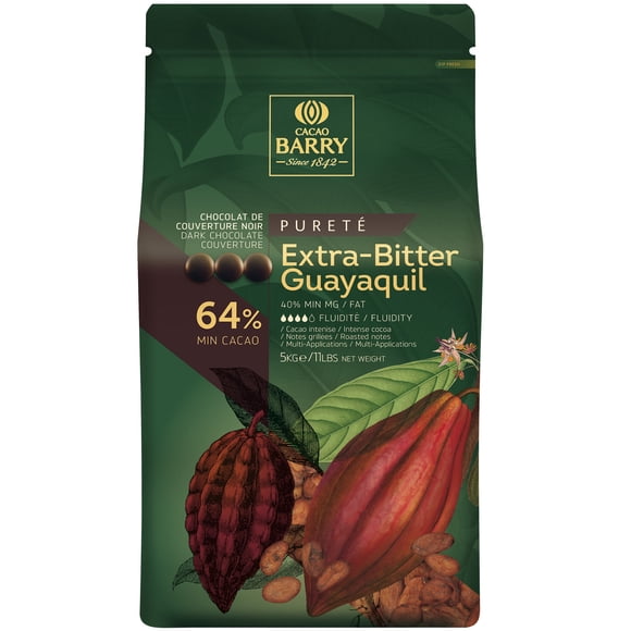 Cacao Barry Purete Pistoles de Guayaquil Extra-Amer au Chocolat Noir 11 lb.