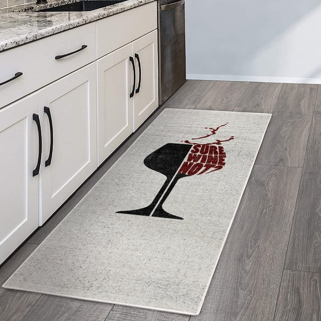 Wine Bar Decor Floor Rug - Heavy-Duty Ultra-Thin Wine Cellar Runner Rug - Non Skid Washable 70 % Cotton Kitchen Runner Rug and Wine Kitchen Decor - 59 x 20 Inches