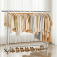 thumbnail image 3 of LEDREM Extendable Heavy-Duty Clothes Rack with Wheels, 243 lb Capacity Garment Rack for Bedroom and Laundry, Chrome-Plated Silver, 3 of 6