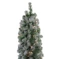 thumbnail image 2 of Northlight Pre-Lit Flocked Pencil Green Pine Artificial Christmas Tree - 6' - Clear Lights, 2 of 4