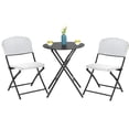 thumbnail image 2 of Costway 3PCS Patio Rattan Bistro Set Folding Table Chairs Garden Deck, 2 of 10