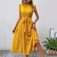 thumbnail image 1 of Ovzne Robes pour Femmes 2025 Robe Femme Mode Femme Été Décontractée Col Rond à Volants Manches Courtes Robe Unie Robe Femme Manches Courtes Liquidation, 1 of 6