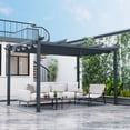 thumbnail image 4 of Gymax Auvent de Pergola Rétractable en Aluminium pour l'Extérieur 10 x 13 Pi Abri Treillis à Vignes Gris, 4 of 10