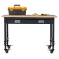 thumbnail image 1 of EDTara Établi de Garage avec Tiroir, Table de Travail en Bois d'Hévéa 48x24 Pouces à Hauteur Réglable avec Roues et Prise de Courant Intégrée, 1 of 7