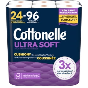 Cottonelle Ultra Papier toilette doux, Tissu de toilette fort, 24 Mega Rolls
