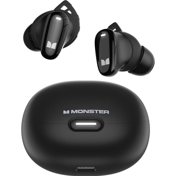 Refurbished Monster MH11903 Wireless Earbuds In-ear Bluetooth Headphones, 25H Playtime, Black