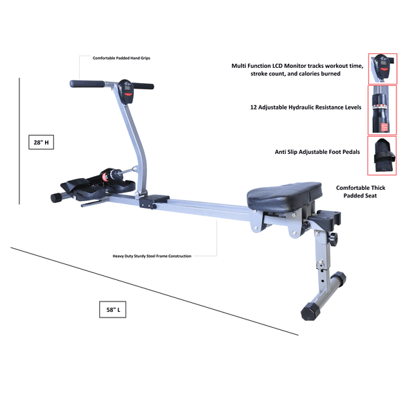 X Factor Regatta Rowing Machine 5.0 Pro Rower Glider 12 Hydraulic Levels Exercise Workout Home Gym Fitness Machine