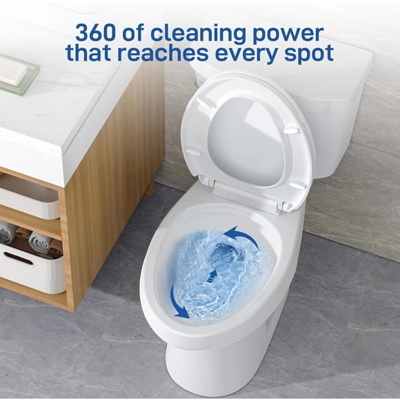 GloryStar Toilet Elongated with ADA Comfort Height Toilet Seat for Bathroom, Powerful 1.28 GPF Single Flush for Bathroom,Side Trip Buttons, White