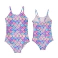 thumbnail image 1 of Kid Girl Swimwear One Piece Ruffle Sleeveless Bathing Suits 7-8 Years, 1 of 3