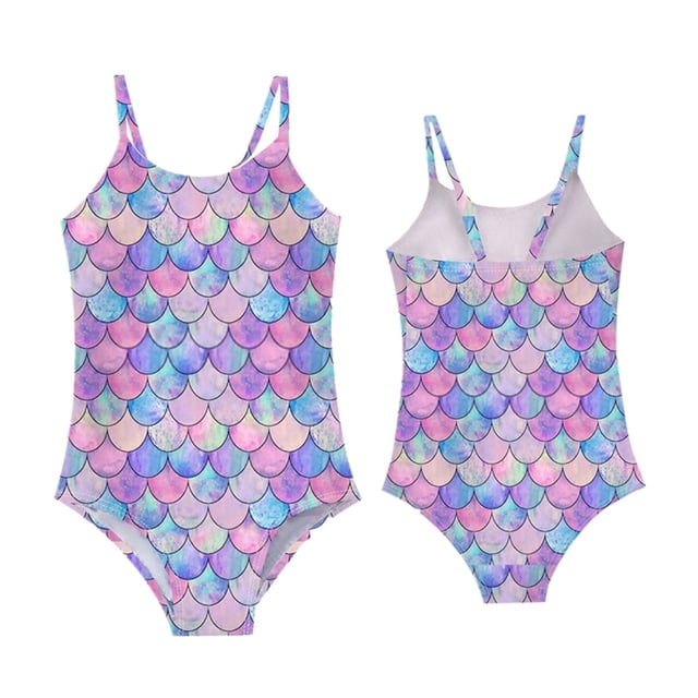 Kid Girl Swimwear One Piece Ruffle Sleeveless Bathing Suits 7-8 Years