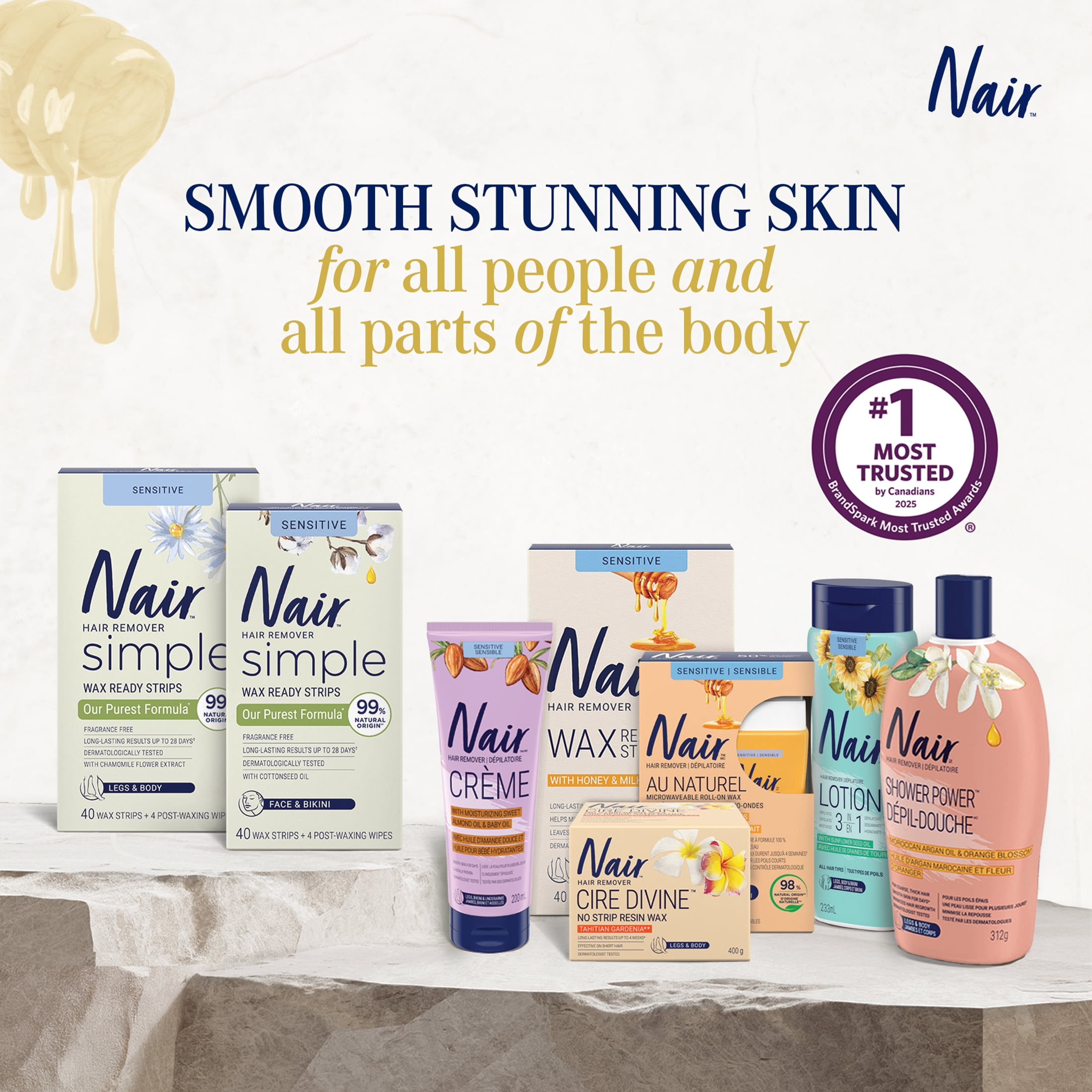 Nair au Naturel Lait et Miel, Cire au Sucre a Bille 100ml