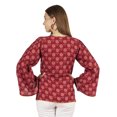thumbnail image 4 of Moomaya Printed Top Full Sleeve Pleated Rayon Kurta Short Tunic Summer Blouse For Women, 4 of 7