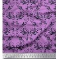 thumbnail image 1 of Soimoi Purple Poly Georgette Fabric Filigree Damask Printed Craft Fabric by the Yard 42 Inch Wide, 1 of 3