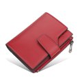thumbnail image 2 of pitrice Fashion Women Wallets Solid Color PU Short Design Card Holder Zipper Hasp Purse Simple Style Handbag Coin Keys Bag Red, 2 of 9
