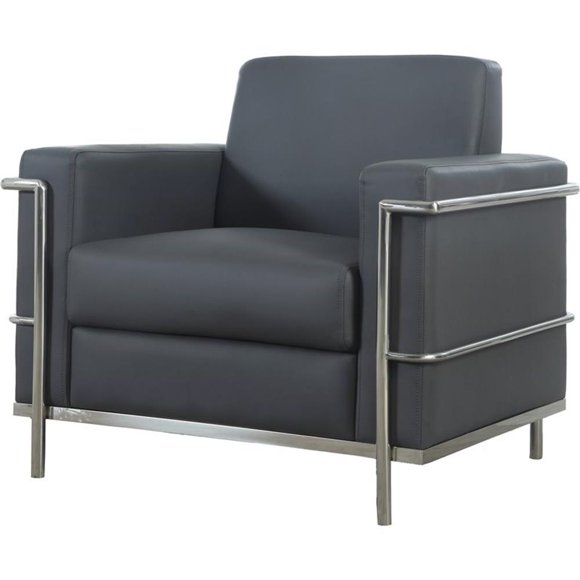 Best Master Furniture Sherry 36" Modern Faux Leather Accent Chair in Dark Gray