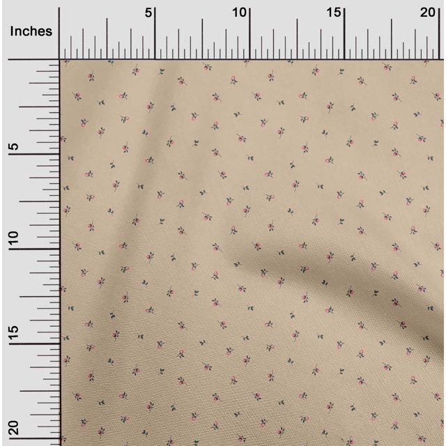 oneOone Tissu Viscose Georgette Imprimé Feuilles & Roses Tissu BTY 42 Pouces de Large