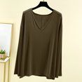thumbnail image 2 of MeetoTime V Neck Long Sleeve Shirts for Women Comfortable Loose Tops Solid Color Lounge Tops Pullover, 2 of 7