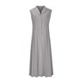 thumbnail image 4 of Ovzne Robes pour Femmes Robe Femme Femmes Été Coton et Lin Couleur Unie Décontractée Col Rabattu Sans Manches Robe à Boutons Robe pour Femmes Liquidation, 4 of 6