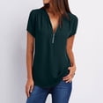 thumbnail image 1 of Mefallenssiah Débardeur Court Femme Été Manches Courtes Fermeture à Glissière Tunique Décontractée Col en V Blouse Roulable, 1 of 6