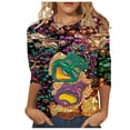 thumbnail image 2 of Vêtements de Carnaval pour Femmes, T-Shirts de Croisière de Carnaval pour Femmes, Masque Pailleté Graphique Vêtements de Mardi Gras Femmes Grande Taille, Mode T-Shirts à Col Rond à Manches 3/4 Imprimés Masque de Carnaval pour Femmes Hauts de Carnaval, 2 of 5
