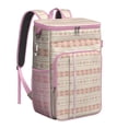 thumbnail image 1 of Colorful Abstract Geometric Cooler Backpack - 20L Insulated Leakproof Lunch Bag, Plaid Stripes, 1 of 3