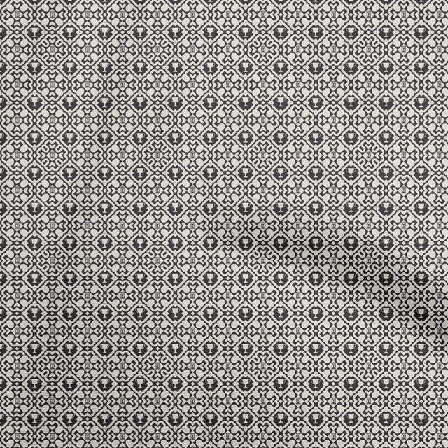 oneOone Polyester Spandex Black Fabric Asian Block Sewing Material Print Fabric By The Yard 56 Inch Wide