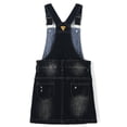 thumbnail image 2 of KIDSCOOL SPACE Jupe pour Bébé Petite Fille, Robe Salopette d'Été en Denim Doux Extensible Déchiré pour Fille, Noir, 2-3 Ans, 2 of 7