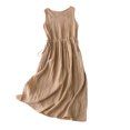 thumbnail image 1 of FAIWAD Robe Débardeur en Coton et Lin pour Femme Été Sans Manches à Cordon à la Taille Robe d'Été Décontractée à Col Rond Robes Maxi, 1 of 5