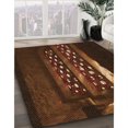 thumbnail image 3 of Ahgly Tapis Rond Lavable en Machine Intérieur Transitionnel Acajou Brun, 6 Pieds Rond, 3 of 7