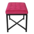 thumbnail image 4 of HomePop Ottomane Capitonnée Moderne en Bois et Velours, Fini Rose Foncé, 4 of 10