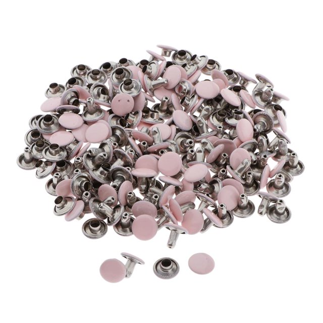 veasfak 100pcs Double Sided Snap Button Leather Craft Garment Accessories 8mm Pink