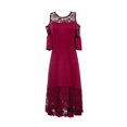 thumbnail image 4 of CHUANK Summer Plus Size Maxi Dresses For Wedding Guest Lace Stitching Dress Cold Shoulder Long Dresses Short Sleeve, 4 of 7