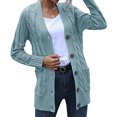 thumbnail image 4 of Cardigan Sweaters for Women Womens Long Sleeve Cable Knit Cardigan Sweaters Open Front Solid Fall Outwear with Pockets, 4 of 7