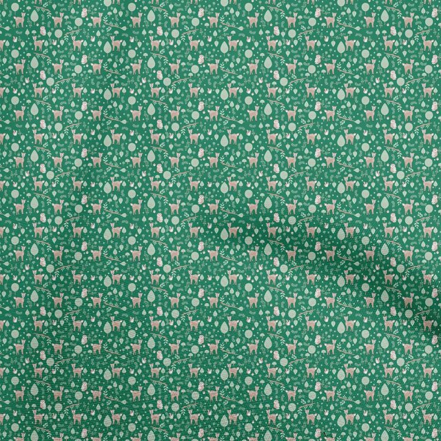 oneOone Velvet Green Fabric Animal Sewing Material Print Fabric By The Yard 58 Inch Wide