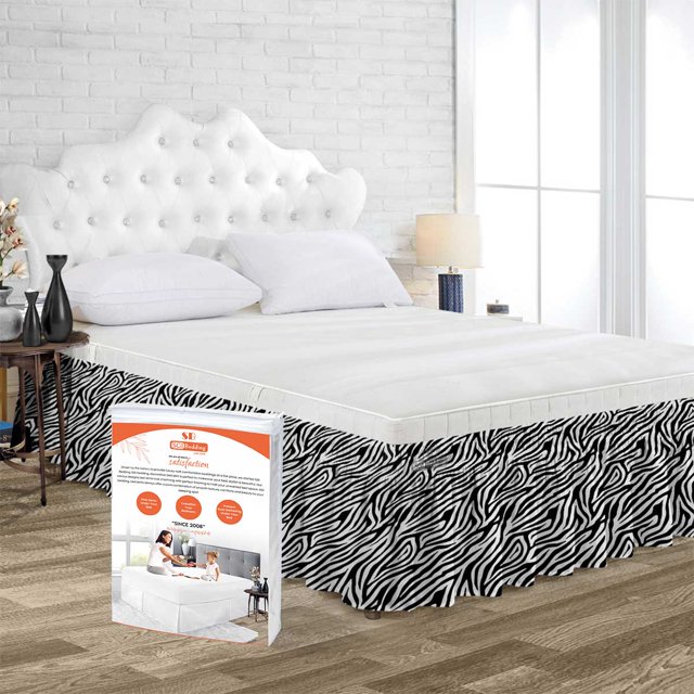 SGI Bedding 18 Inch Wrap Around Bed Skirt | Microfiber Bed Skirt | Fade Resistant, Wrinkle Free, Anti-static, Decorative, Extra Storage Space, Clutter-Free | King, Zebra Print