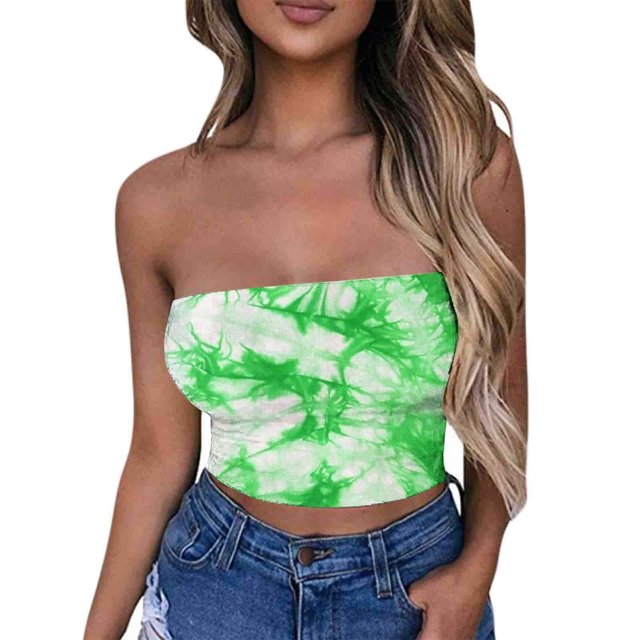 Tube Tops, Womens Printed Strapless Yoga Exercise Chest Wrap Pullover
