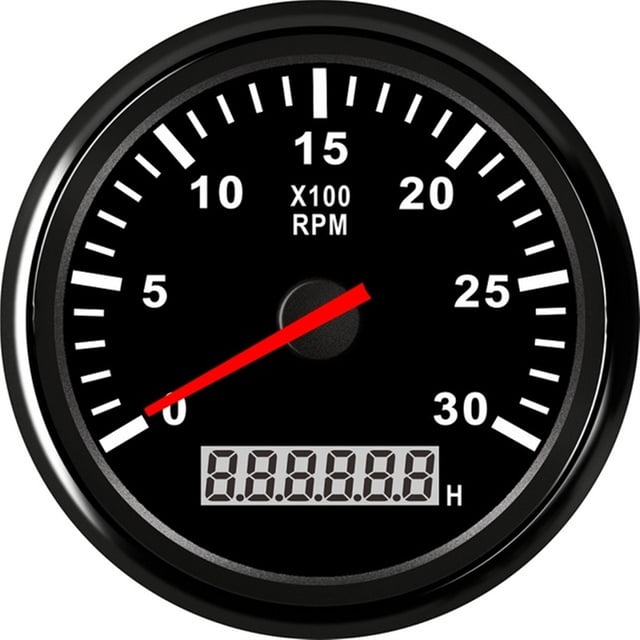 85mm Marine Tachometer 3000 4000 6000 RPM Tacho Meter Gauge Red Backlight With LCD Hour Meter For Car Boat Truck Auto 12V/24V ,Easy to Calibrate