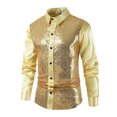 thumbnail image 1 of Styesk Chemises pour Hommes Chemise Tendance pour Homme Costume de Performance Chemise à Paillettes à la Mode Brillante Col Rabattu Chemise à Manches Longues, 1 of 7